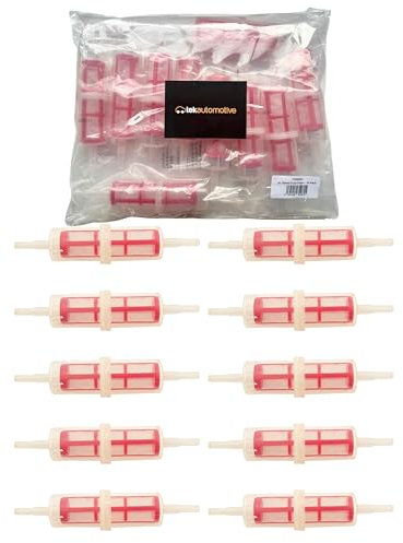 Tek Automotive Extra Large Diesel Fuel Filter 10 Pack - Universal Inline Fuel Filter for 8mm & 10mm Pipes, Ideal for HGV, Forklifts & Garden Equipment. Long & Thin Diesel Inline Filter