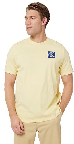 Calvin Klein Herren T-Shirt Kurzarm Gradient Monogram Logo aus Baumwolle, Gelb (Sunlight), XL
