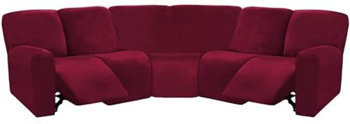 C,Mswborml Samt Sofabezug Ecksofahusse Ecksofa Schonbezug L-Form, 7-Teilige L-Förmige Sofabezug für 5-Sitzer und 1 Ecksitz, Stretch-Couchbezug für Liegeposition, Anti-Rutsch Ecksofa Überzug, Waschbar