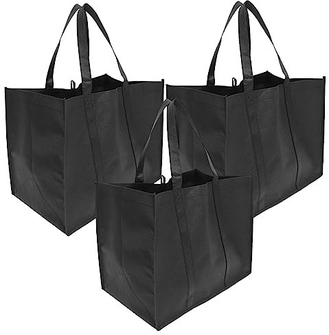 Cabilock Einkaufskorb Faltbar 3er Pack, Große Einkaufstaschen mit Griffen und hartem, wiederverwendbare Einkaufstasche für Einkaufswagen & Kofferraum, Einfach zu Reinigen