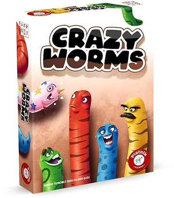 Piatnik Crazy Worms - Auf die Würmer, fertig, los! Das lustige Plättchen Legespiel, Rot, Orange, Blau, Gelb, Grün
