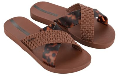 Ipanema SENSE SLIDE FEM - Badeslide für Damen - auffälliger Riemen mit Muster (BROWN/TURTLE, EU Schuhgrößensystem, Erwachsene, Damen, Numerisch, M, 40)