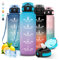 Gourde, Gourde 1,5l, Gourde Sport, Anti Fuite, Gourde Graduée pour 1 Journee, Facile à Transporter, Gourde Running, Gourde Adulte avec Slogan de Motivation, pour Aptitude, Camping, Yoga, Randonnée