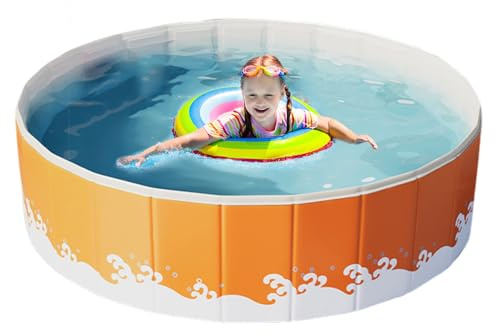 Vhjlfig 120cm Piscine pour Chien Piscine Non Inflatable Piscine De Bain pour Animaux De Compagnie Pavé De Natation Au Sol Non Inflatable pour Animaux De Compagnie Enfant