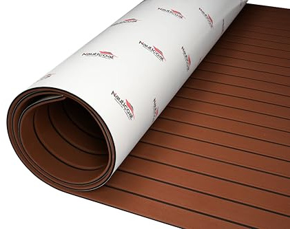 Nauticoat Eva Bootsbelag, Selbstklebender Eva Schaum Bootsbodenbelag, Rutschfester Teak Bootsbelag 240cm x 110cm/60cm für Deckboot, Jon-Boote, Wohnmobile und Schwimmbäder