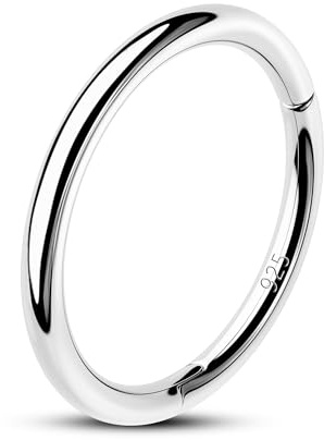 OUFER Body Piercing Helix Ring Hoop 925 Silver Hinged Segment Rings 16G/1.2MM Septum Ring Hoops Helix Daith Tragus Cartilage Earring Piercing Jewellery 6/8/10/12mm
