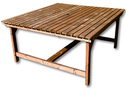 Wooden Garden Table Set 5ft – Solid Redwood Outdoor Dining Furniture, Square Patio Table, Fully Assembled, Durable Weather-Resistant Design