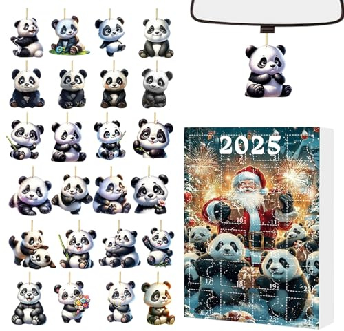 Adventskalender 24 Teile, 2D Panda Spielzeug Adventskalender, Hängeelemente Für Winterliche Feiertagstradition Türdekoration Als Geschenkefüller