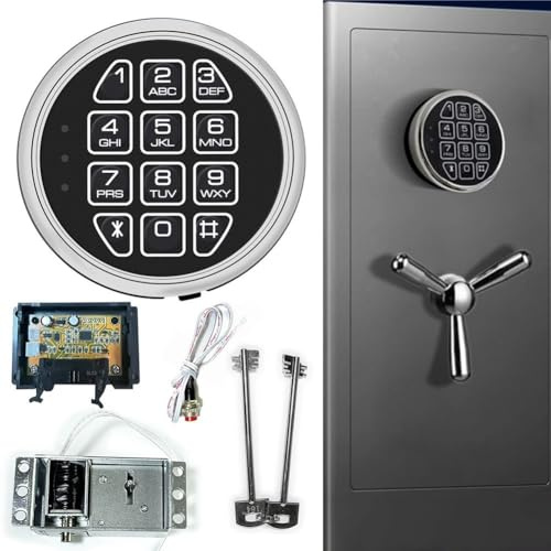 Keyless Entry Door Lock With Keypad, Locks Replacement Chrome Digital Keypad, Electronic Password Safe Lock With 2 Override Keys