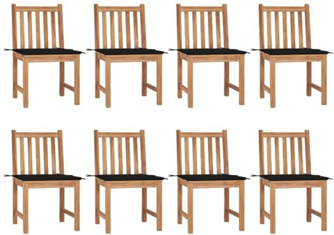 FWIKDUN Gartenstühle 8 STK. mit Kissen aus Massivholz Teak - Relaxsessel und Sitzmöbel für den Außenbereich als Gartenmöbel