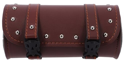 LIFKOME Borsa Porta Attrezzi Moto Vintage in Pu Marrone per Accessori | Capienza Ampia, Pratico Supporto per Viaggio e Spostamenti, Borsa Laterale per Forcella