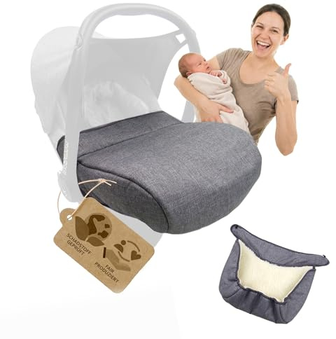 Windschutz, Fußabdeckung kompatibel mit Maxi-Cosi CabrioFix (grau/Wolle) | Wahlweise mit Lammwolle oder Fleece, wasserabweisend, waschbar & warm