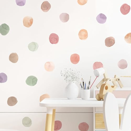 72 Wandtattoo Kinderzimmer Punkte (2 Sets) Wandsticker Kreise für Babyzimmer Deko Wandaufkleber Mädchen & Jungen Wanddeko Dots Wandtattoo Babyzimmer Selbstklebend Wandgestaltung