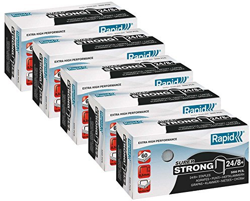 Rapid 24860100 Heftklammern 24/8+mm Super Strong, verzinkt, 25000 Stück