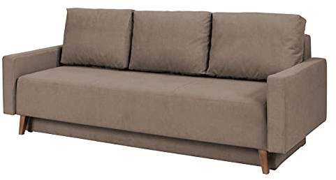 Sofa Oviedo, Couch mit Bettkasten und Schlaffunktion, Farbauswahl, Polstersofa, Bettsofa im skandinavischen Stil (Moric 03, Füße: San Remo Eiche Dunkel)