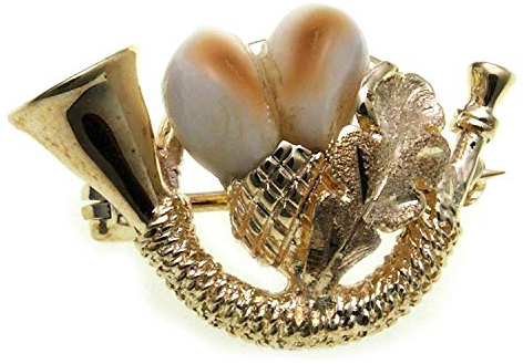 Grandel Brosche Jagdhorn echt Gold 333 Jagdschmuck Grandelschmuck 8kt