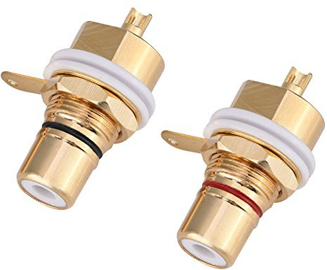 Tosuny Prise RCA, 2 connecteurs de châssis femelle Jack en cuivre pour amplificateurs, à souder, Connecteur audio de prise de terminal plaqué or pour femelle sur panneau