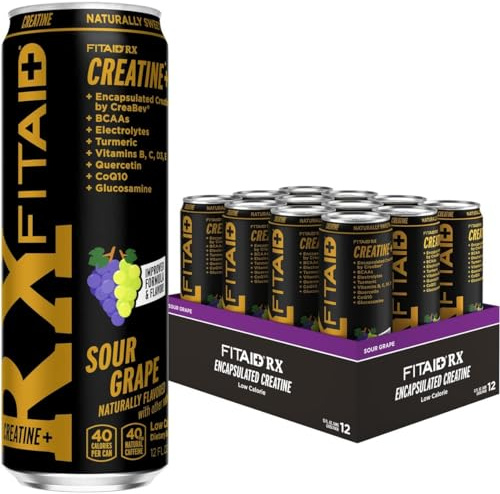 LifeAID FITAID Creatine Recovery Drink, Sour Grape, (12-Pack)