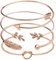 Suyi 4 Stück verstellbares Manschettenarmband Stackable Wrap Bracelet Set mit offenem Drahtarmreif für Frauen RoseGold