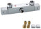 Square Thermostatic Shower Bar Mixer Valve Taps Chrome Bathroom Twin Outlet TOP 3/4 BSP (25mm),Bottom 1/2 BSP (21mm)