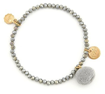 Lizas Schmuckarmband Pompon Armband Perlenarmband (grau)