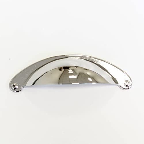 64mm Polished Chrome Shaker Cup Handle for Kitchen Cabinets, Cupboards, Drawers, Furniture & Bedrooms | Fixings Included
