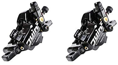 Juin Tech M1 Cable Actuated Hydraulic Bicycle Bike Disc Brake Caliper Set Extra Powerful Hybrid Brake for Road/Mountain/Cyclocross/Gravel/E-Bike/Folding Bike etc. use (Black)