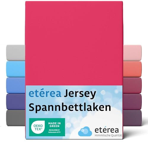 etérea Jersey Spannbettlaken 90x200cm - 100x200cm Pink bis 25 cm Höhe - 100% Baumwolle Spannbetttuch Oekotex - Bed Sheets Leintuch Bettbezug - Bettlaken 90x200 cm - 100x200 cm - Rosa