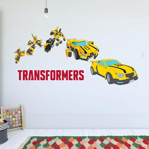 Transformers Wandaufkleber, Bumblebee Transformation Wandaufkleber, Vinyl, Kunst, Wandbild für Kinderzimmer, Geschenk (60 cm Breite x 30 cm Höhe)