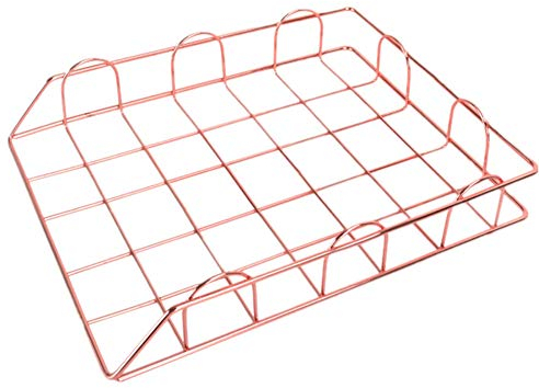 Gofeibao Schreibtischablage Dokumentenablage Metall Schreibtisch Einreichung Tabletts Schreibtisch Ordentlich Veranstalter Desk Organizer Papier Veranstalter Rosegold