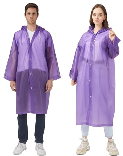 UPSEN Regenponcho Regenjacke Regenmantel für Herren Damen Wasserdicht, 2 Stück Wiederverwendbar Regencape Regenbekleidung für Wandern Camping Radfahren Reisen