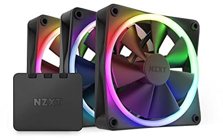 NZXT Ventiladores RGB F120 - RF-R12TF-B1 - Personalización avanzada de iluminación RGB - Refrigeración silenciosa - Triple (ventilador RGB y controlador incluidos) - Ventilador de 120 mm - Negro