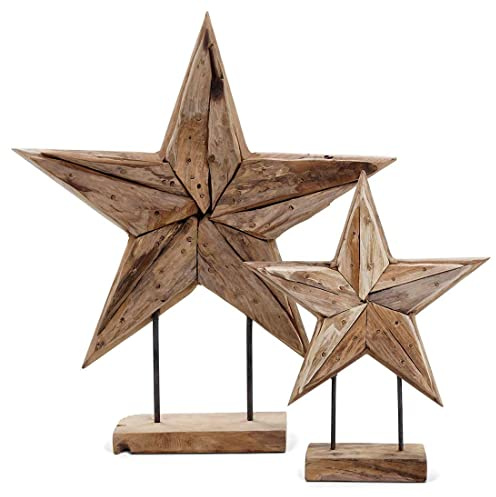 OUTLIV. Loungegruppe, 2-teilig, Stahl/Teakholz | Stahl/Teakholz, Stern: 42x11x50 cm, Stern: 24x8x30 cm, Natur, für Garten und Terrasse