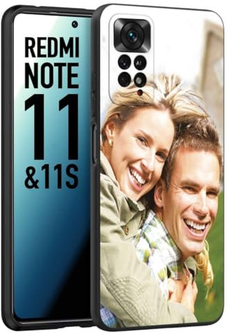 CUSTOMIZZA - Custodia cover nera morbida in tpu compatibile per Xiaomi Redmi Note 11 - Note 11S personalizzata con foto immagine scritta a piacere