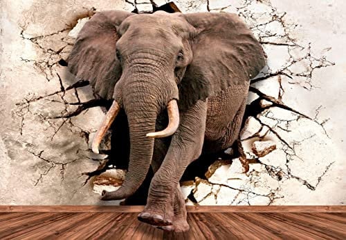 WallArena - Vlies Fototapete Elefant Abstrakt Optik Wand Tiere 104x70 cm - Fototapeten - Tapeten - für Wohnzimmer Schlafzimmer - Vliestapete Wandtapete Tapete 3D Effekt- inkl. Kleister