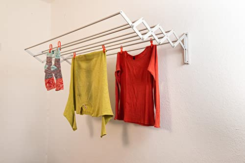 DRY-SMART InOut Wandtrockner, Wäschetrockner für die Wand, mit praktischem Wechselsystem für drinnen und draußen, ausziehbar, eloxiertes rostfreies Aluminium, 8 m Trockenlänge