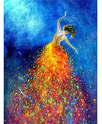 GRUNI 5D Diamond Painting full Set, Fantasy Tänzerin Malen nach Zahlen Diamant Gemälde,Kristall-Strass-Kreuzstich-Stickerei Kunsthandwerk Leinwand für Home Wand-Decor Geschenk 90x150cm/36x60inch