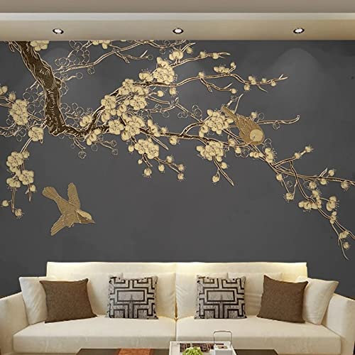 YXTSmurals Mode Zweige Blumen Fototapete 3D Effekt Wandgemälde 3D Wandaufkleber Wandtattoos Kunst Wandbild Tapete Modern Vlies Wohnzimmer Schlafzimmer Jugendzimmer Wanddekoration
