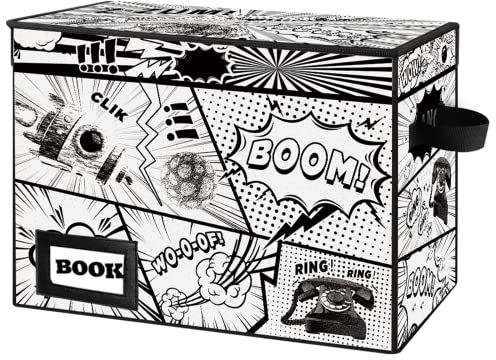 YNSZAS Collection Comicbuch-Aufbewahrungsboxen, Schutz-Organizer, 40,1 x 19,8 x 30 cm, zusammenklappbar, kurze Box, für 160–180 Comic-Bücher, robuster Mülleimer, Behälter, Halter, Regal