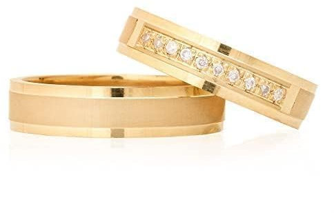 Ehering-Set, 14 Karat vergoldet, passendes Ehering-Set für Paare, personalisiertes Ehering-Set aus Silber für Mann und Frau