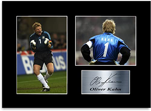 Oliver Kahn Fußballspieler Deutschland A4 Poster signiert Foto Display Passepartout Geschenk für Fans und Fans