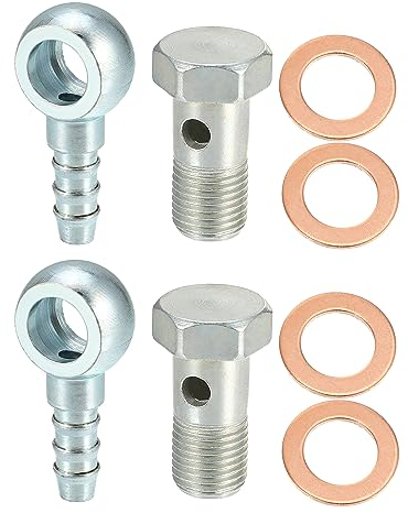 QUARKZMAN 4 Stücke Hohlschraube M10x1mm Hohlschrauben Bremsenzubehör Adapter Unterlegscheibe Kit