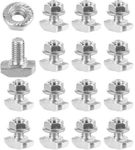 AKOLAFE 100 Stück Hammerkopfschrauben M6 x 12 Edelstahl Hammerkopfschrauben mit Flanschmuttern Set für Schrauben Zubehör Ankerschienenschrauben Gewächshaus