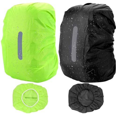 DOWNDRIFT Rucksack Regenschutz,Step by Step Regenschutz,Schulranzen Regenschutz, 2 StüCk RegenhüLle Rucksack mit Reflexstreifen,Regenüberzug Wasserschutz für Outdoor Camping Wandern