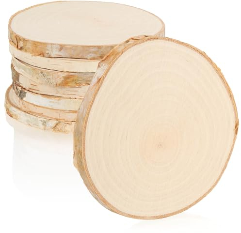 com-four® 8 Dischi in Legno di Betulla - sottobicchieri in Vetro per Proteggere i mobili - Dischi di Legno per Il Fai da Te e la Decorazione - Pezzi Rotondi Ø ca. 8-10 cm - Disco dell'albero