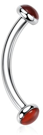 16G Curved Barbell Titanium Eyebrow Ring Tongue Ring Navel Ring Nipple Ring Eyebrow Piercing Jewellery Belly Button Ring Rook Daith Earrings Lip Ring Eyebrow Nipple Piercings Jewellery 8mm(Red Agate)
