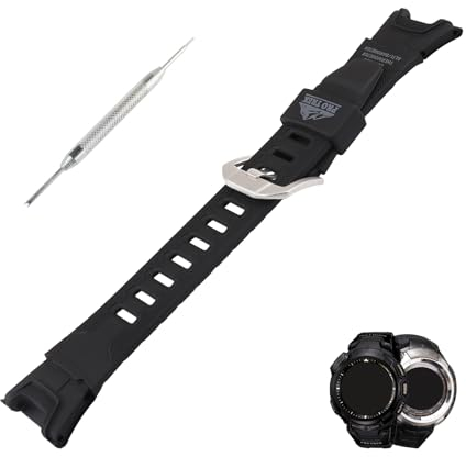 Topuly Ersatz-Uhrenarmband aus Kunstharz für Casio Protrek Pro Trek PRG-110C PRG-110Y PRW-1300 PRW-1300Y PAW-1300 Armband für Damen und Herren (schwarz), 26 mm