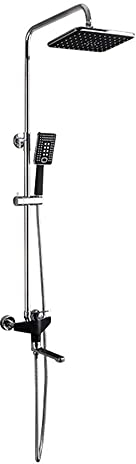 Shower Tap Wall Mounted Shower Faucet Set 3-Function Exposed Shower System with Square Rainfall Shower Head Handheld Shower and Bathtub Tap Mixer Taps