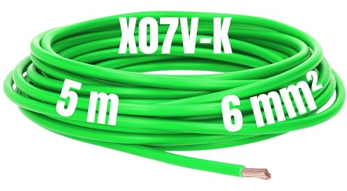 Kalitec 5 metros H07V-K 6 mm² verde cable flexible I cable 6 mm2 I cableado hostil I cable de un solo cable para armario de control I