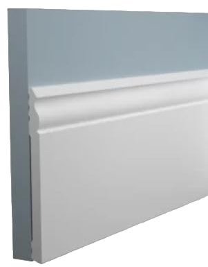 Asta 2 metri lineari Battiscopa Ducale in Polimeri 10x140x2000 mm BIANCO - Zoccolo da cucina resistente agli urti